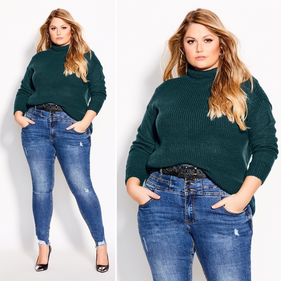 City Chic Simply Mod Sweater in Alpine New With Tags Size Small/16 - Picture 5 of 11